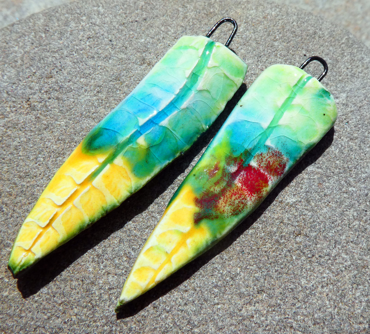 Ceramic Super Slim Spring Leaf Earring Charms #10