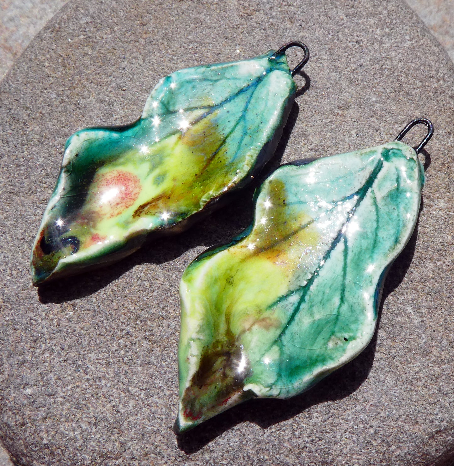 Ceramic Super Slim Spring Leaf Earring Charms #22
