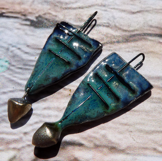Ceramic Stapled Dagger Charms- Obsidian