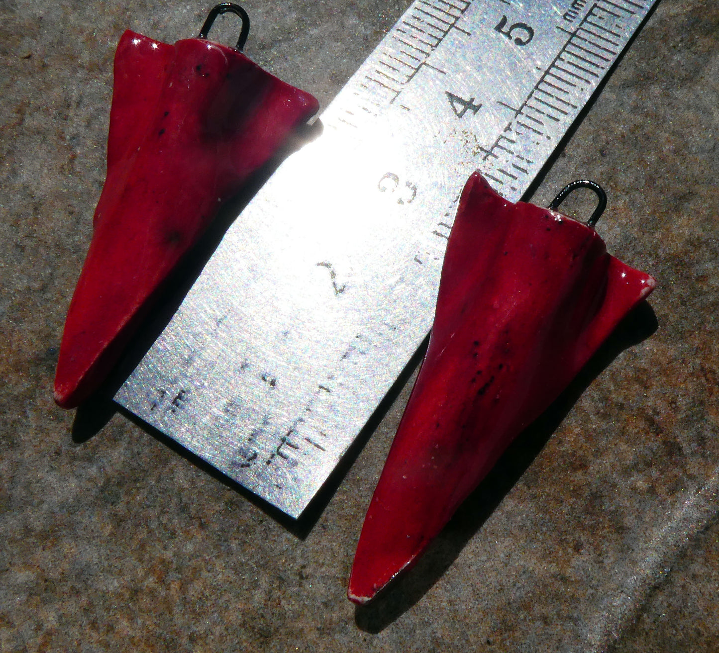 Ceramic Lustrous Folded Dagger Charms- Red