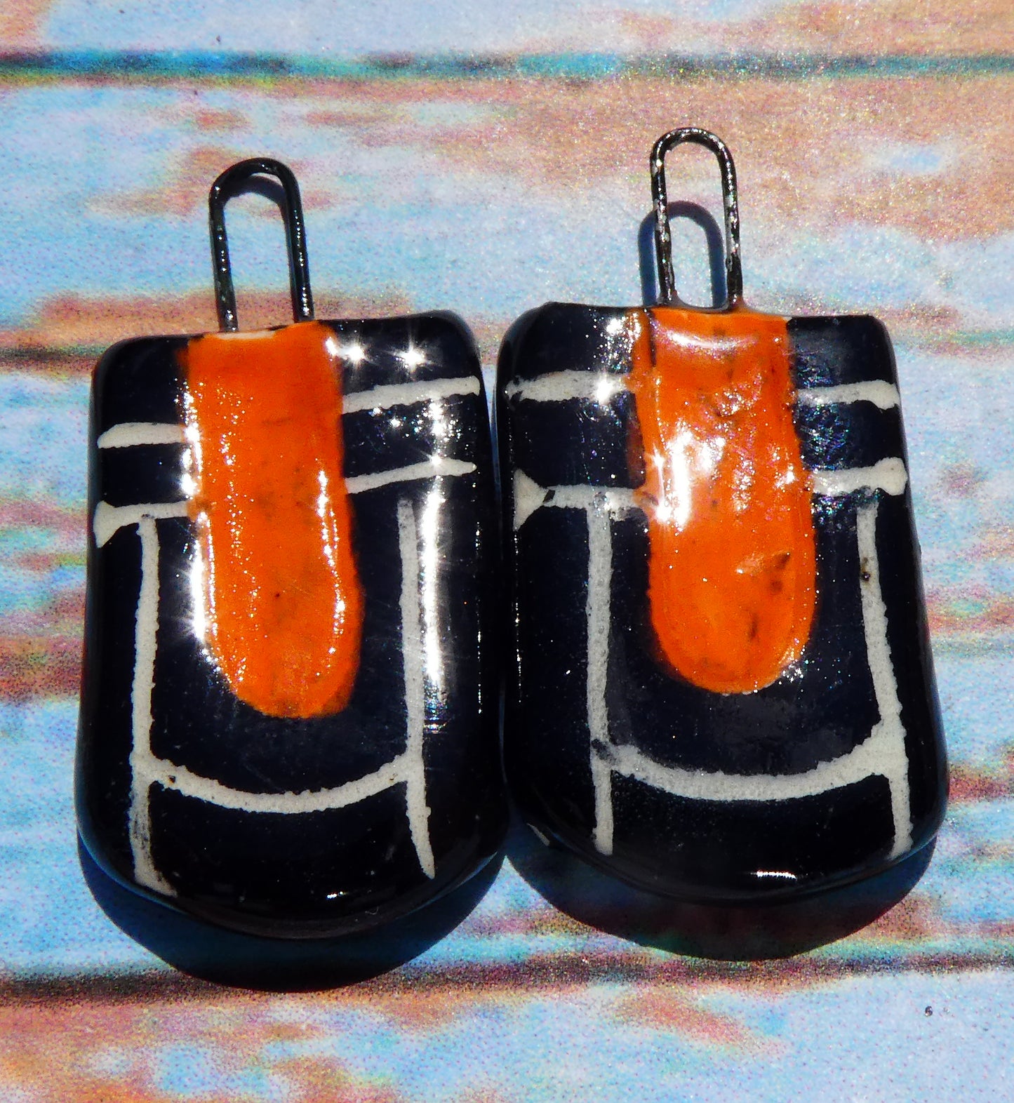 Ceramic Sgraffito Charms - Mandarin