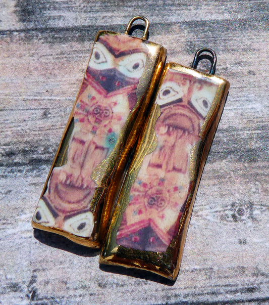 Ceramic Totem Pole Decal Earring Charms #4
