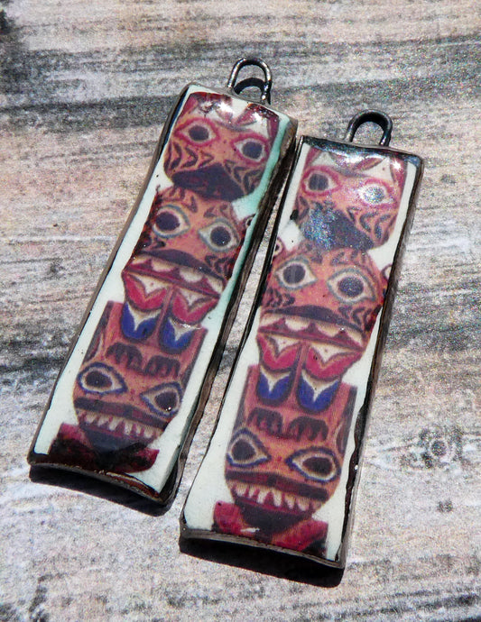 Ceramic Totem Pole Decal Earring Charms #5