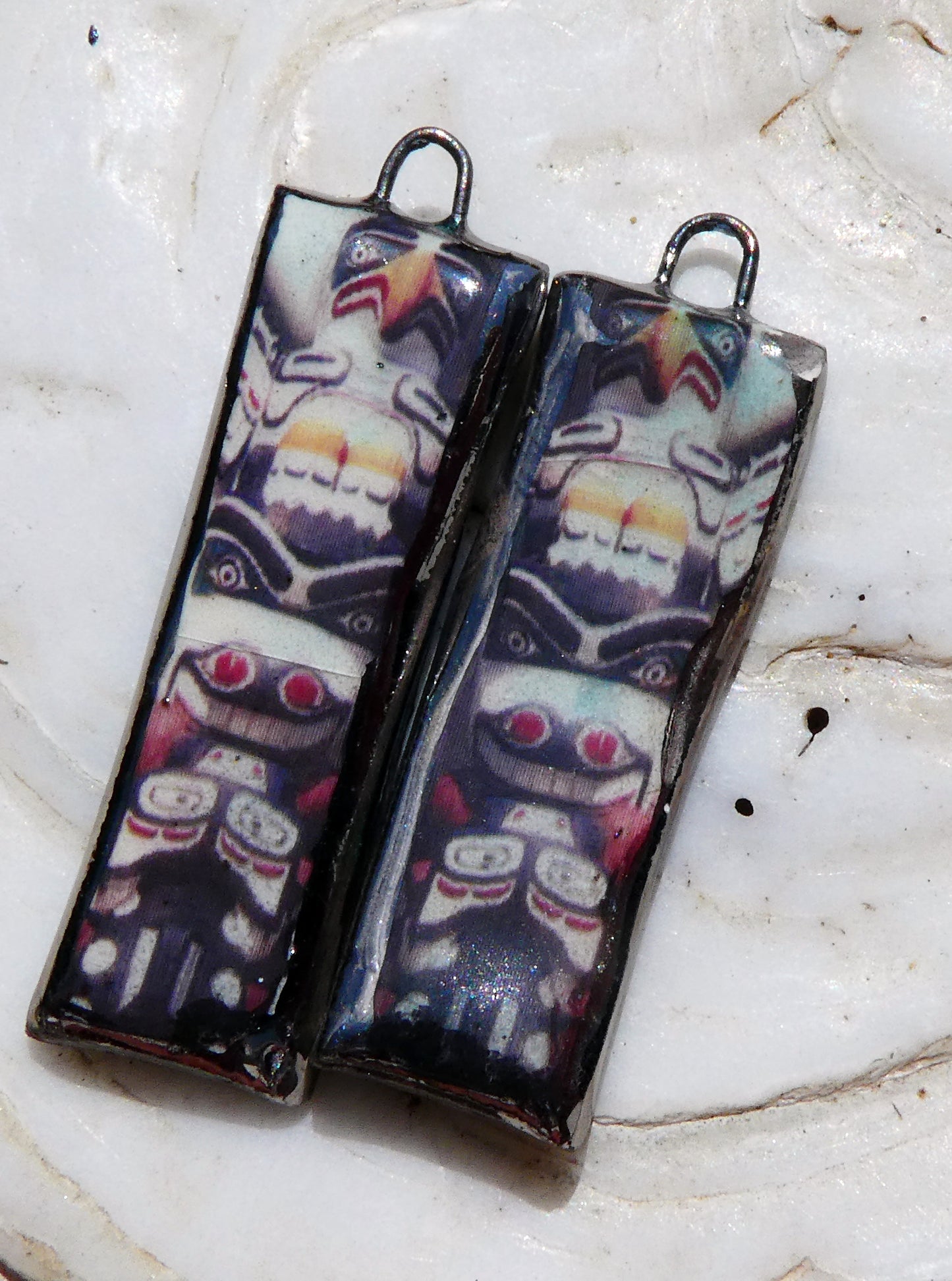 Ceramic Totem Pole Decal Earring Charms #8