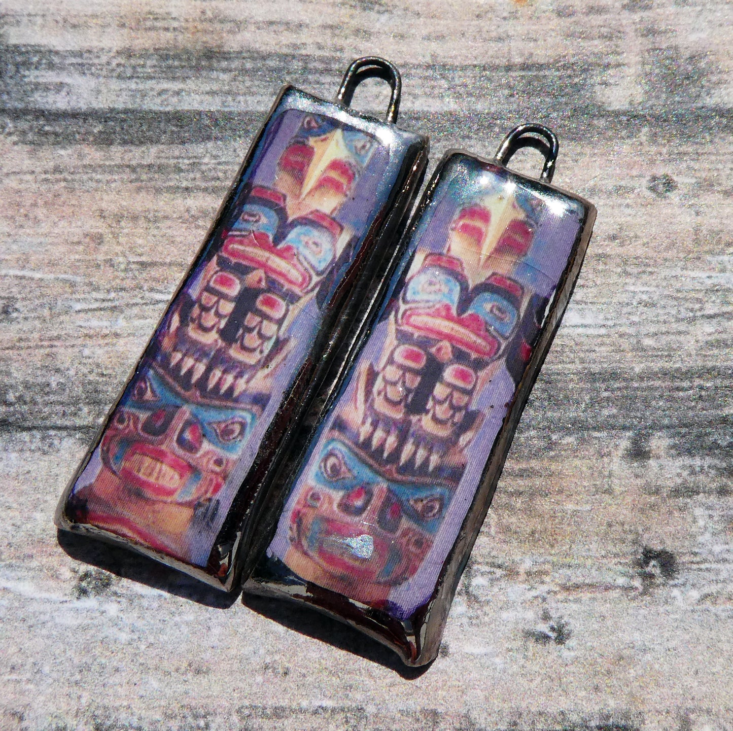 Ceramic Totem Pole Decal Earring Charms #9