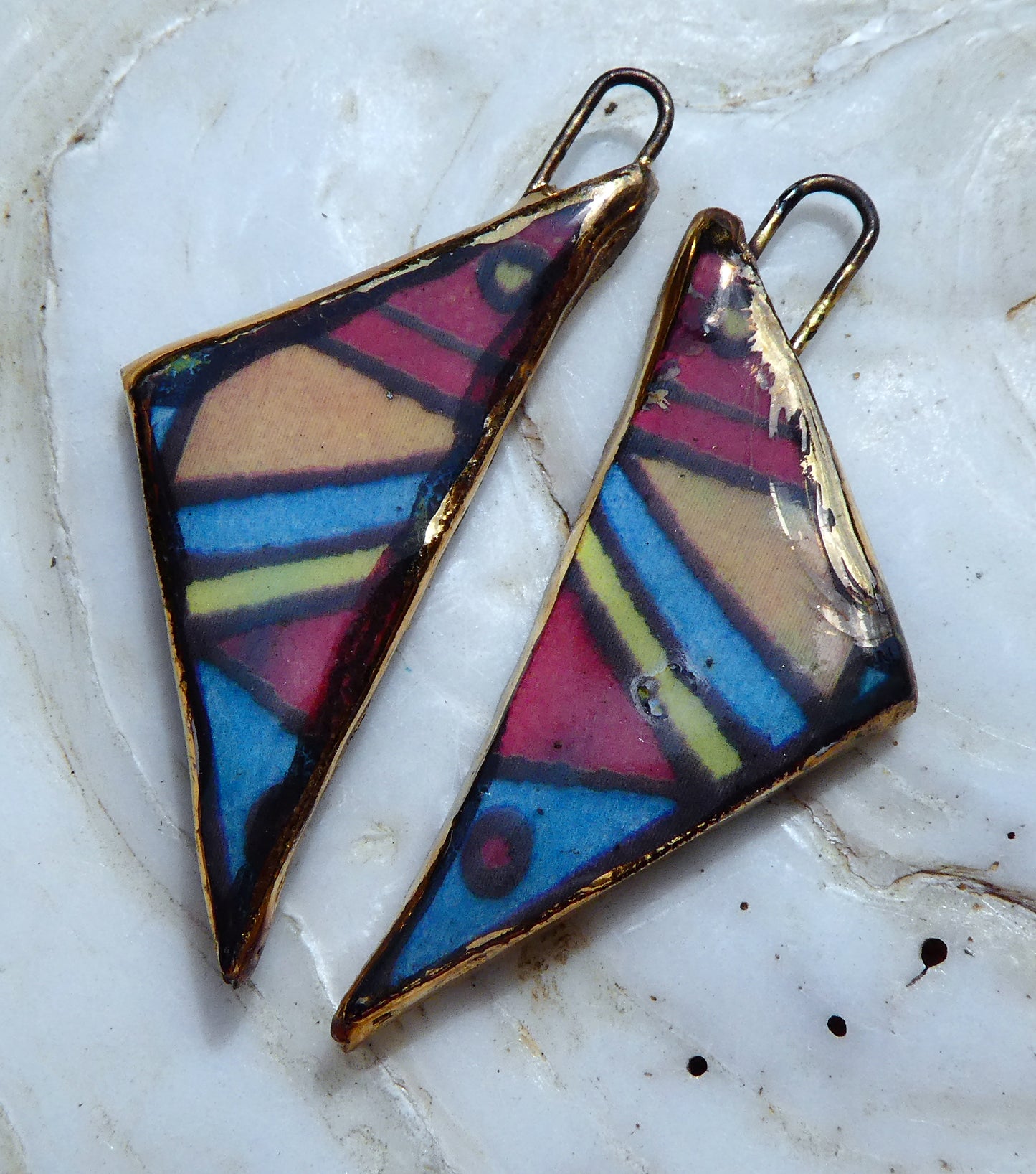 Ceramic Geometric Decal Earring Charms #3