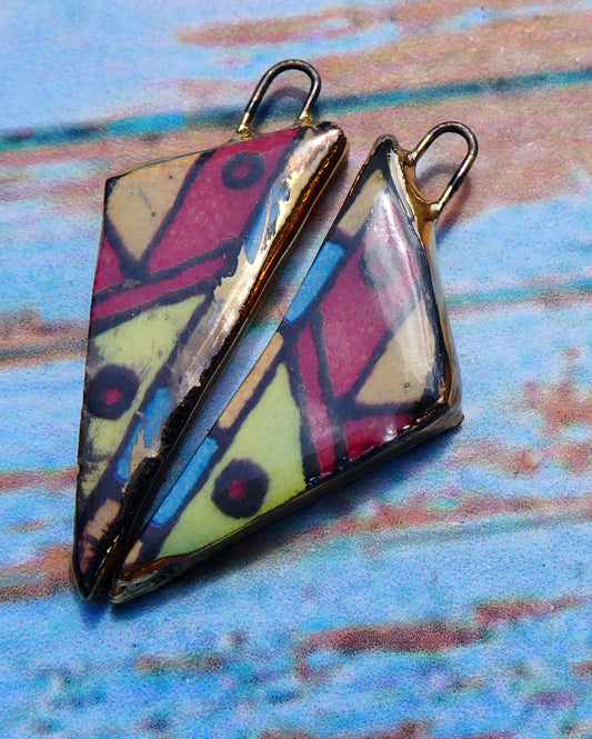 Ceramic Geometric Decal Earring Charms #4