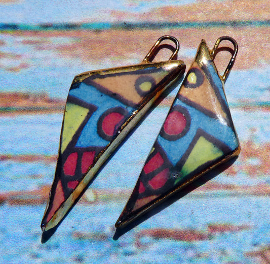 Ceramic Geometric Decal Earring Charms #5