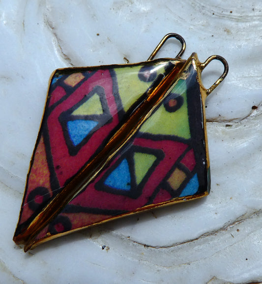Ceramic Geometric Decal Earring Charms #7