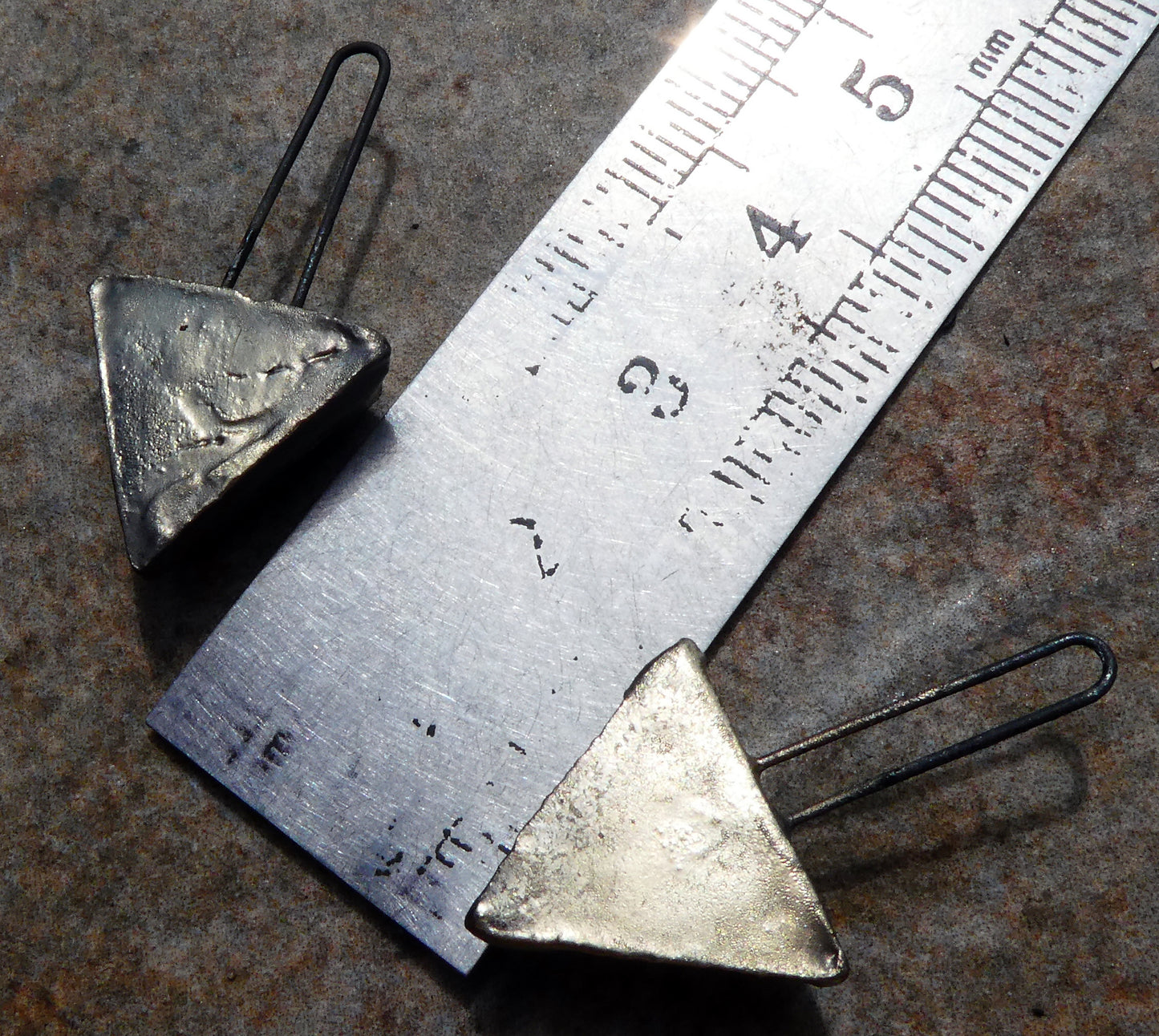 Ceramic Long Hoop Moulded Triangle Charms -Poppy Field