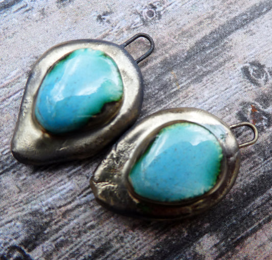 Ceramic Moulded Pebble Charms -Topaz