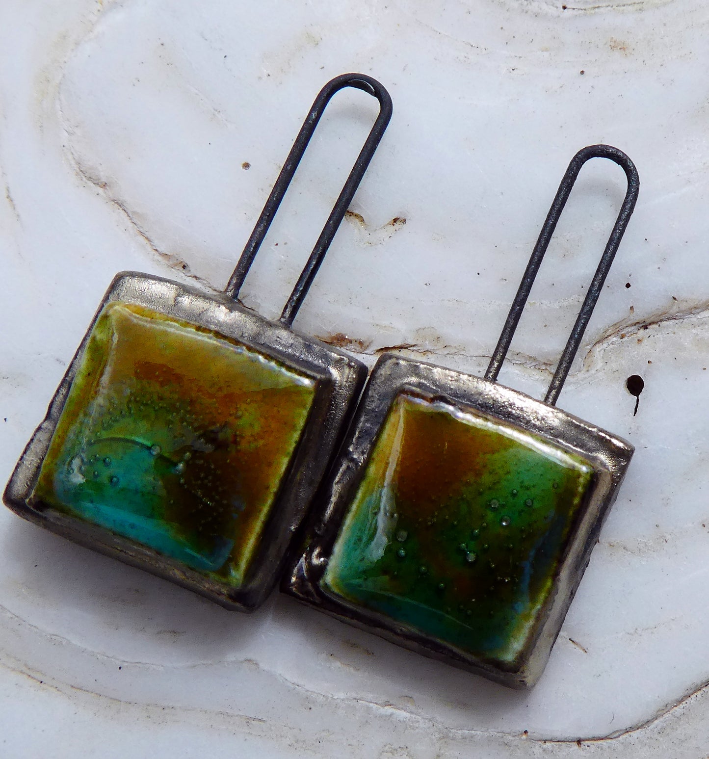 Ceramic Long Hoop Moulded Square Charms -Billabong