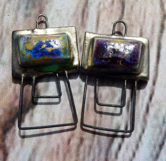 Ceramic Double Hoop Moulded Rectangle Connectors -Sailors Delight
