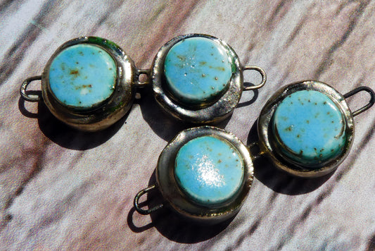 Ceramic Double Disc Moulded Connectors -Turquoise Sandstone