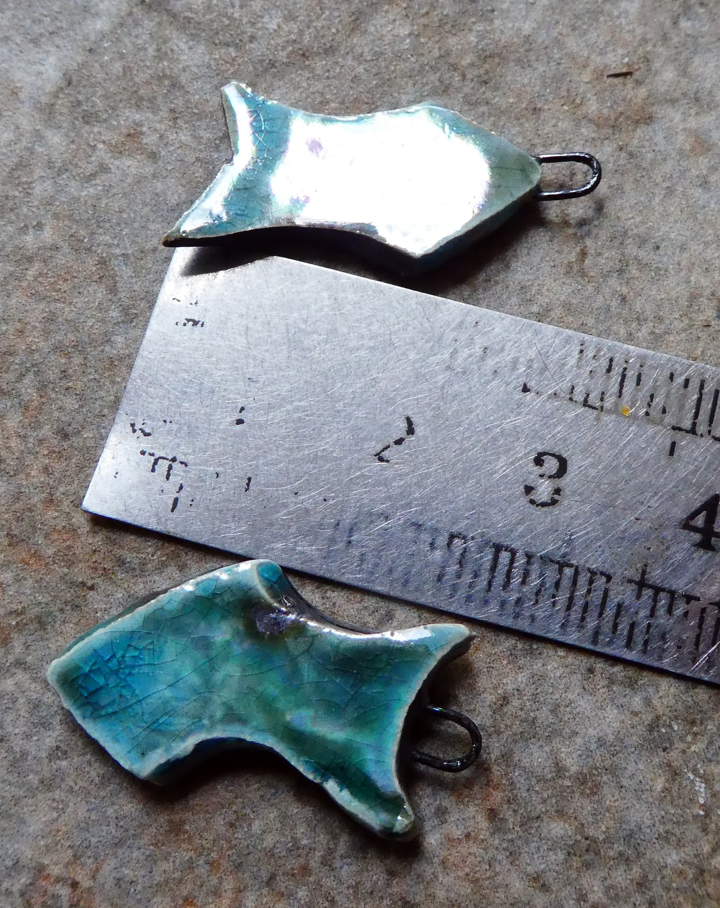 Ceramic Shimmering Lustrous Fish Charms- Topaz