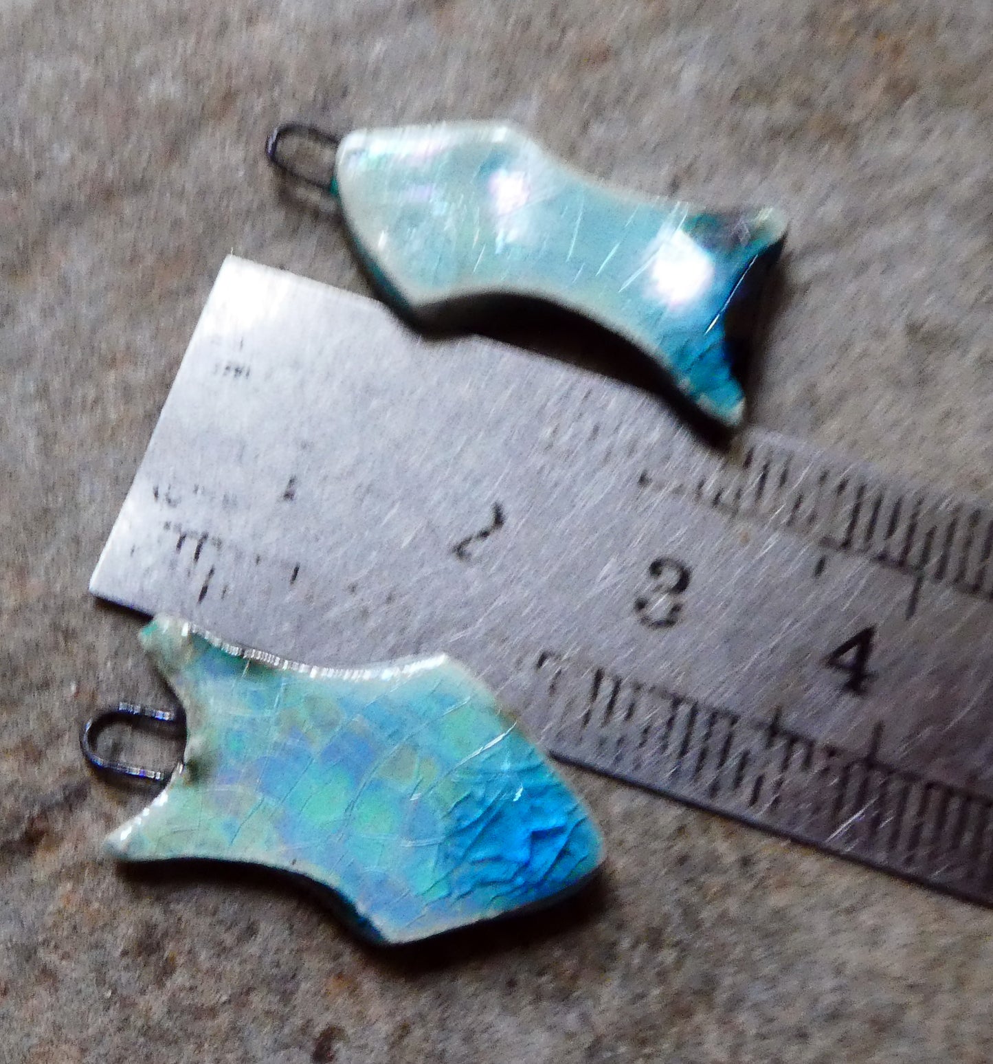 Ceramic Shimmering Lustrous Fish Charms- Turquoise Crackle