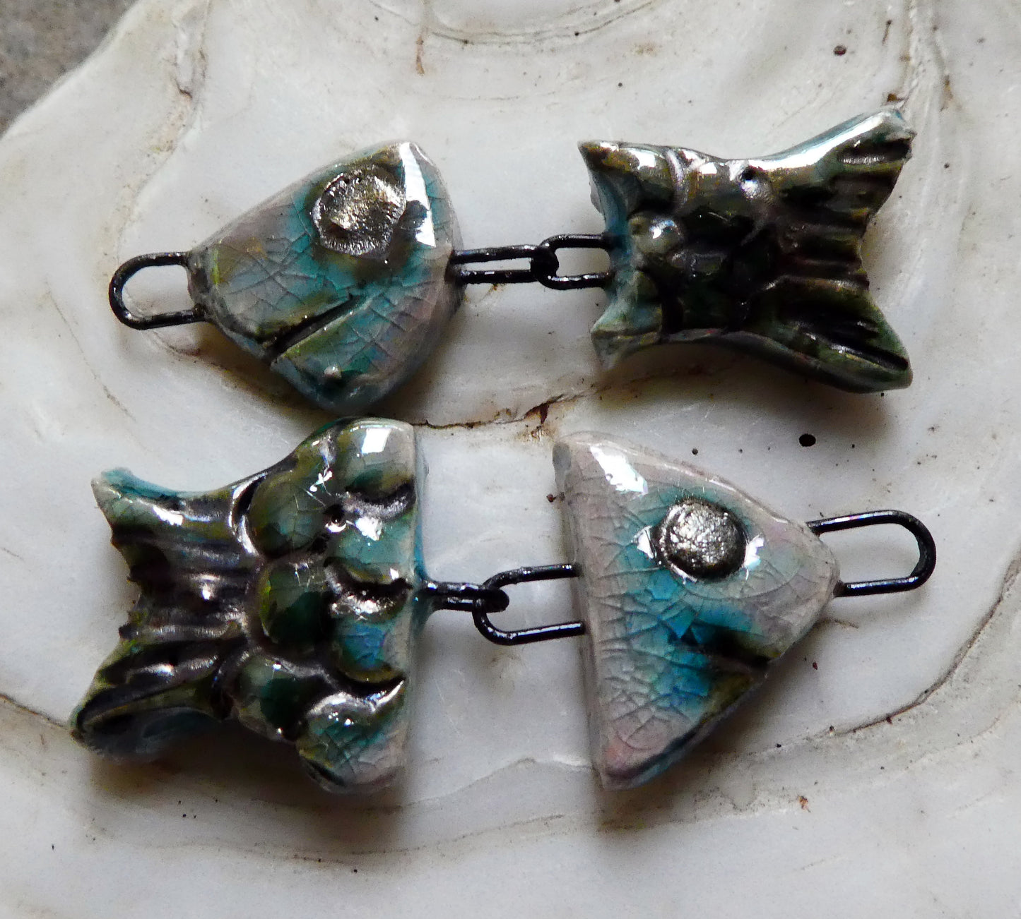 Ceramic Shimmering Lustrous Fish Dangles- Orchid