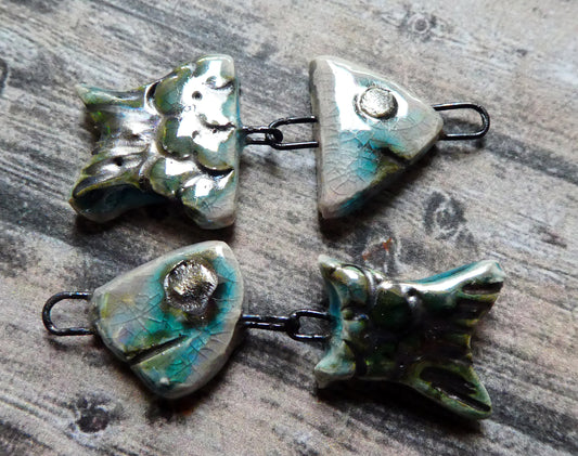Ceramic Shimmering Lustrous Fish Dangles- Orchid