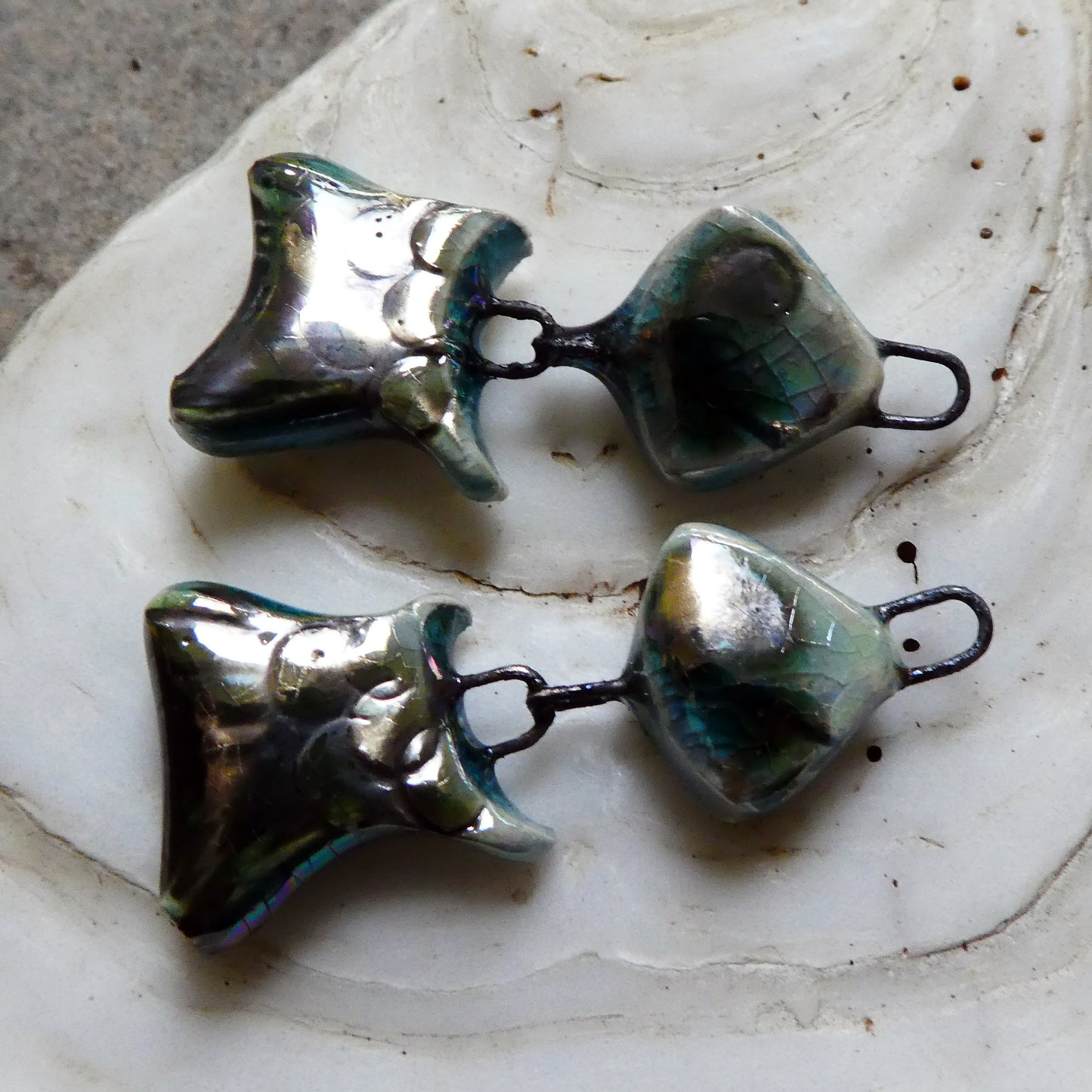 Ceramic Shimmering Lustrous Fish Dangles- Water