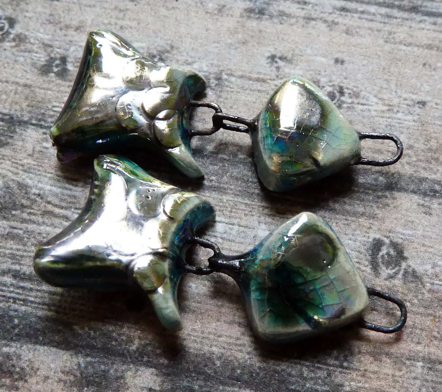 Ceramic Shimmering Lustrous Fish Dangles- Water