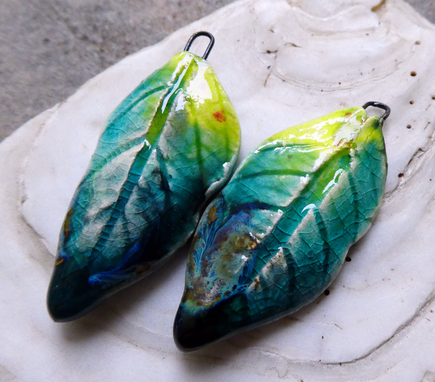 Ceramic Super Slim Spring Leaf Earring Charms #2