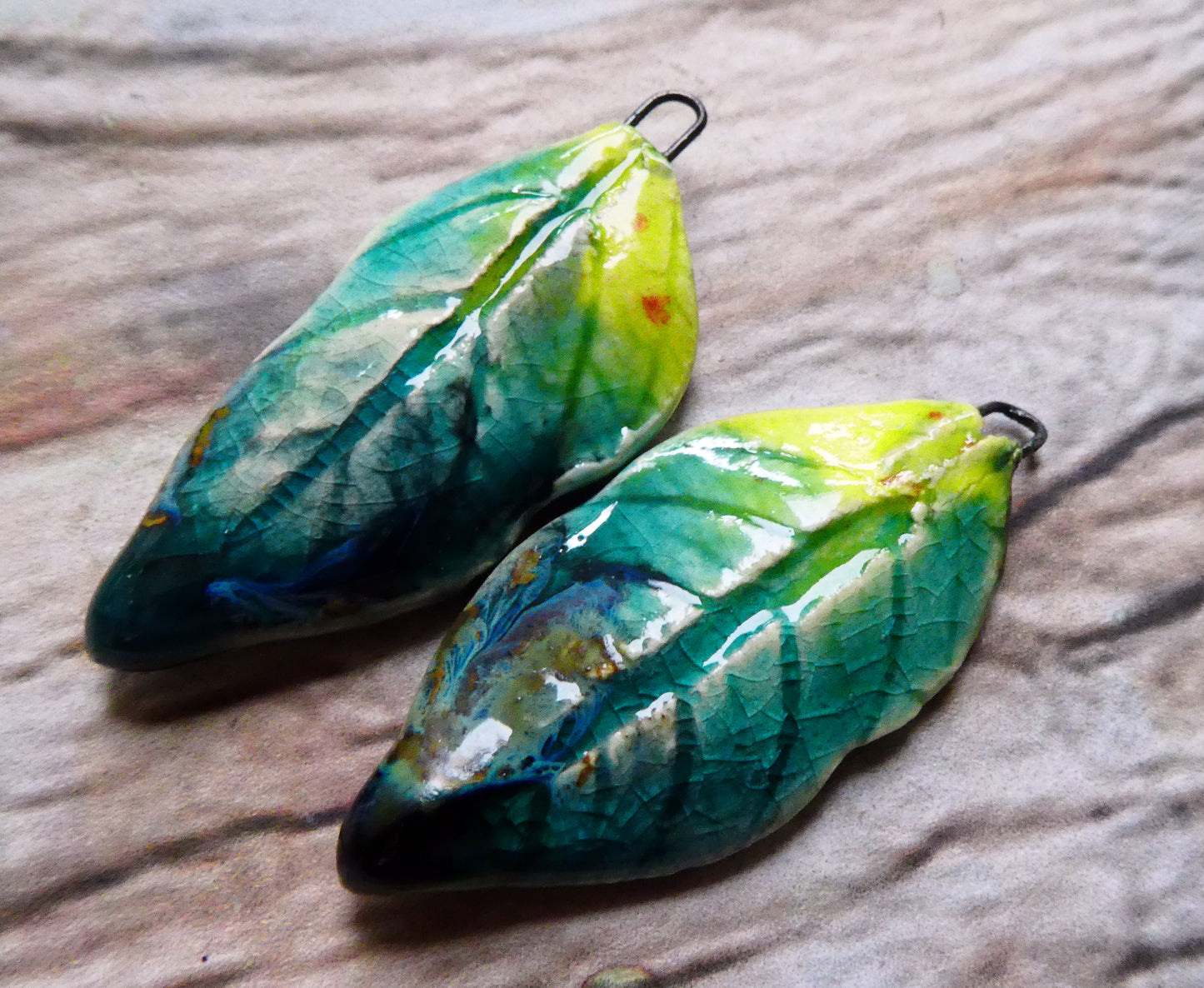 Ceramic Super Slim Spring Leaf Earring Charms #2