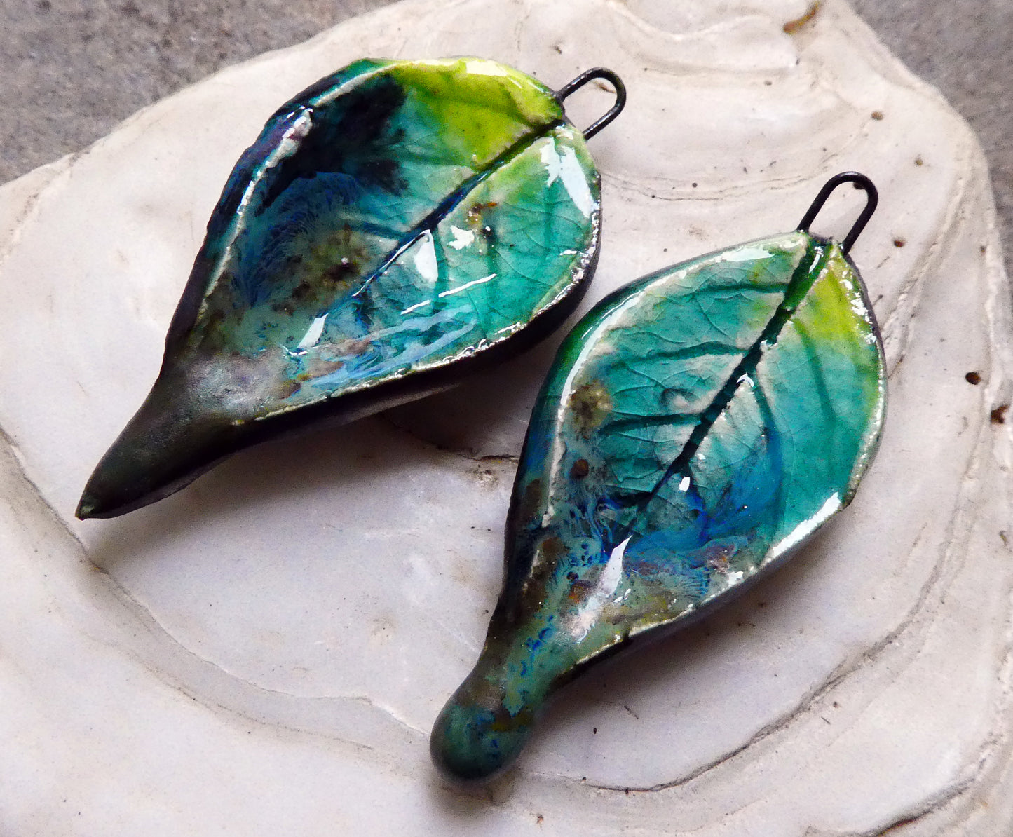 Ceramic Super Slim Spring Leaf Earring Charms #3
