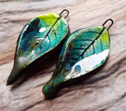 Ceramic Super Slim Spring Leaf Earring Charms #3
