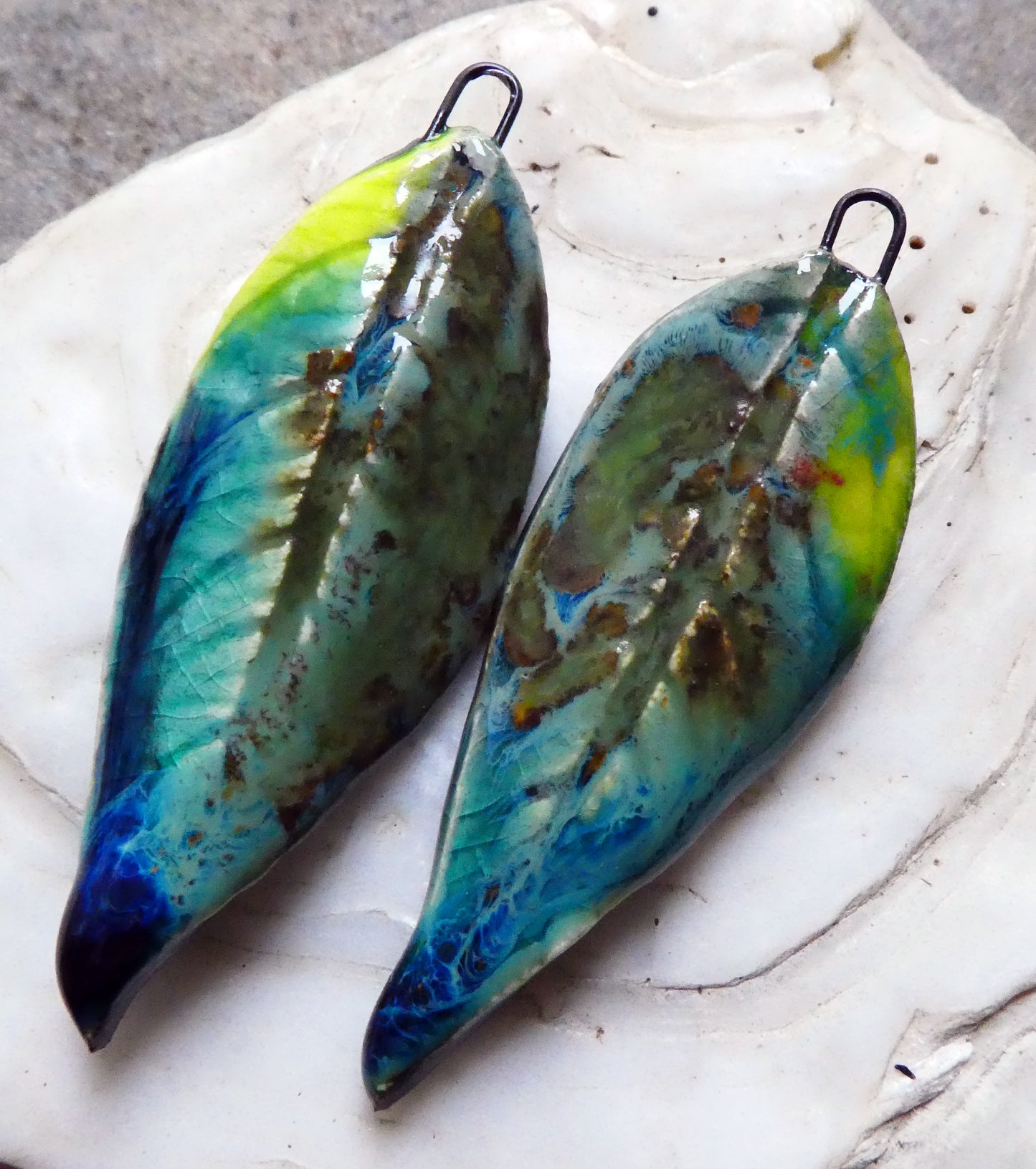 Ceramic Super Slim Spring Leaf Earring Charms #4