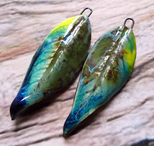 Ceramic Super Slim Spring Leaf Earring Charms #4