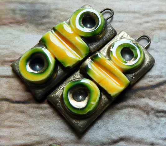 Ceramic Moulded Tablet Charms #2- Yellow