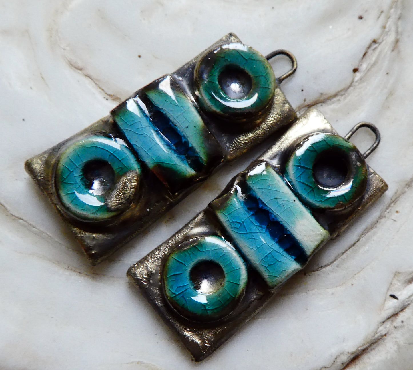 Ceramic Moulded Tablet Charms #2- Topaz