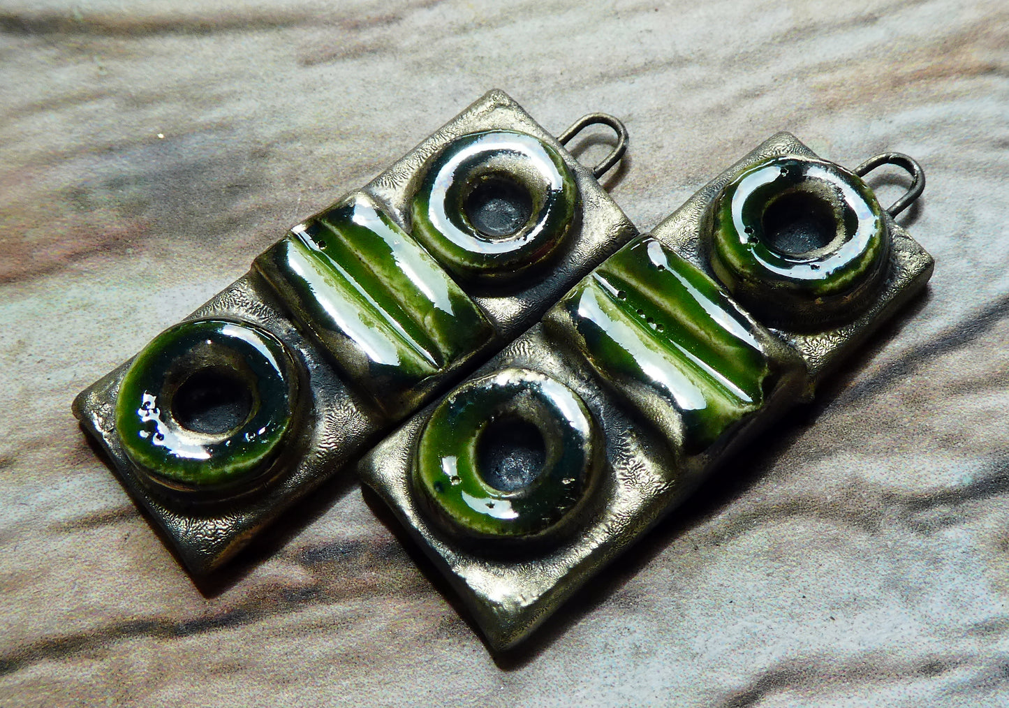 Ceramic Moulded Tablet Charms #2- Lime