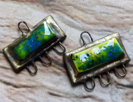 Ceramic Moulded Oblong Connectors- Mardi Gras