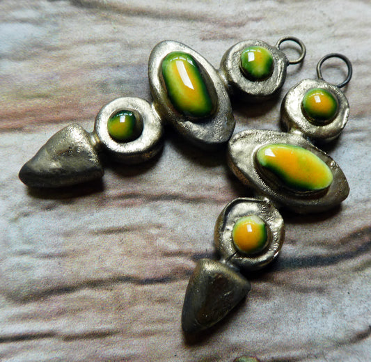 Ceramic Moulded Stack Charms -Yellow