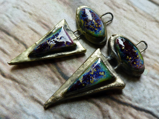 Ceramic Moulded Oval and Triangle Charms -Sailors Delight