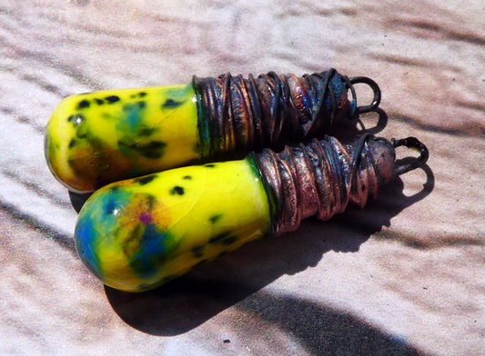 Ceramic Wire Wrapped Baton Charms -Mardi Gras