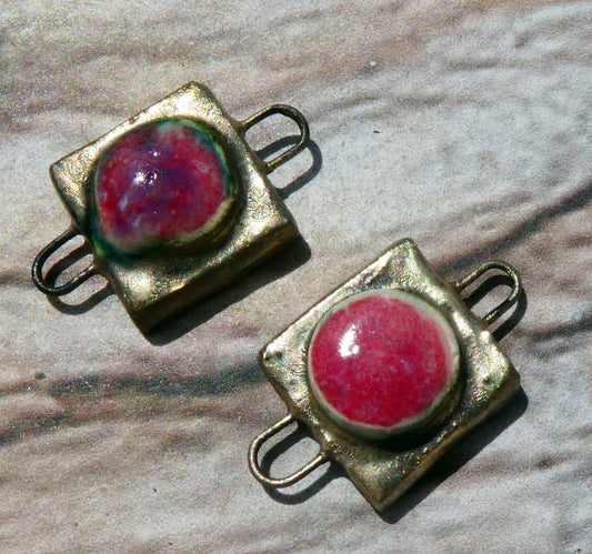 Ceramic Little Moulded Square Connectors -Berry Tart