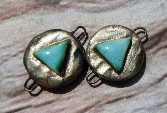 Ceramic Little Moulded Round Connectors -Larimar