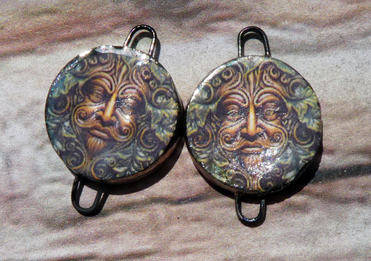 Ceramic Green Man Decal Disc Connectors - #1