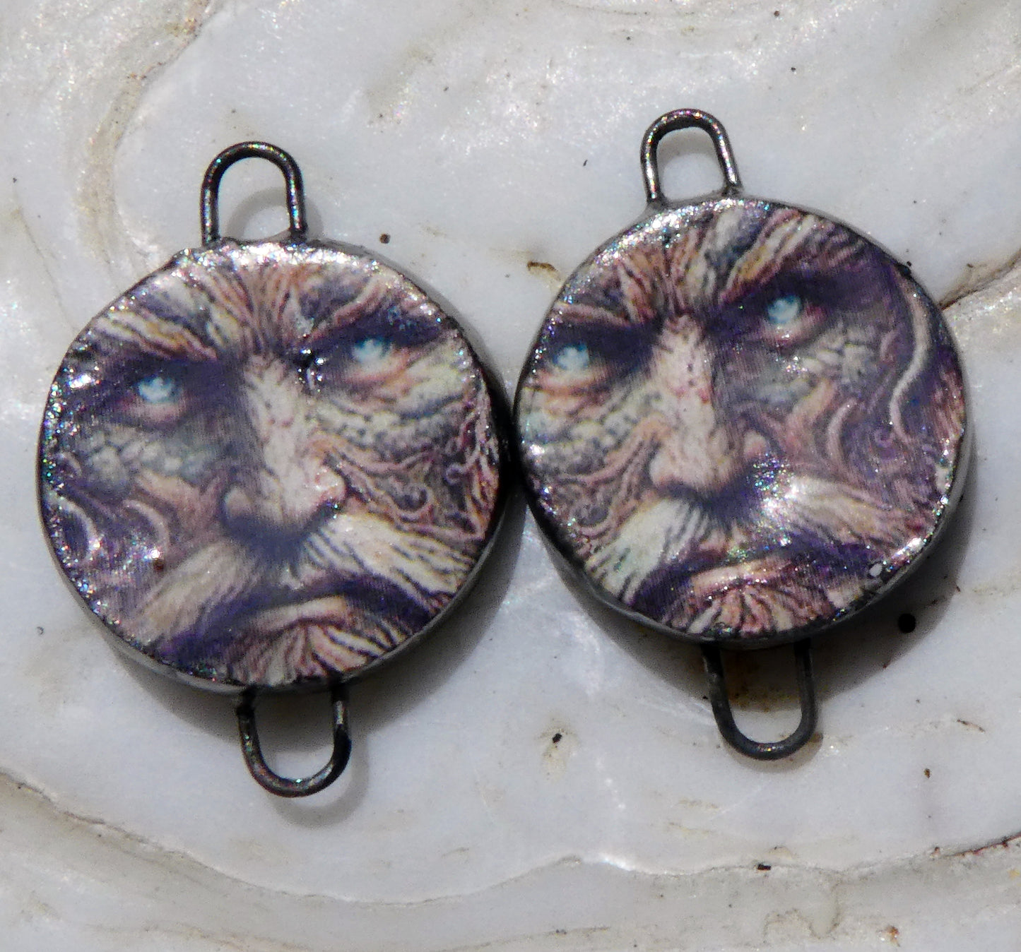 Ceramic Green Man Decal Disc Connectors - #8