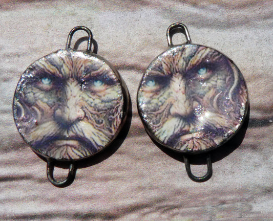 Ceramic Green Man Decal Disc Connectors - #8