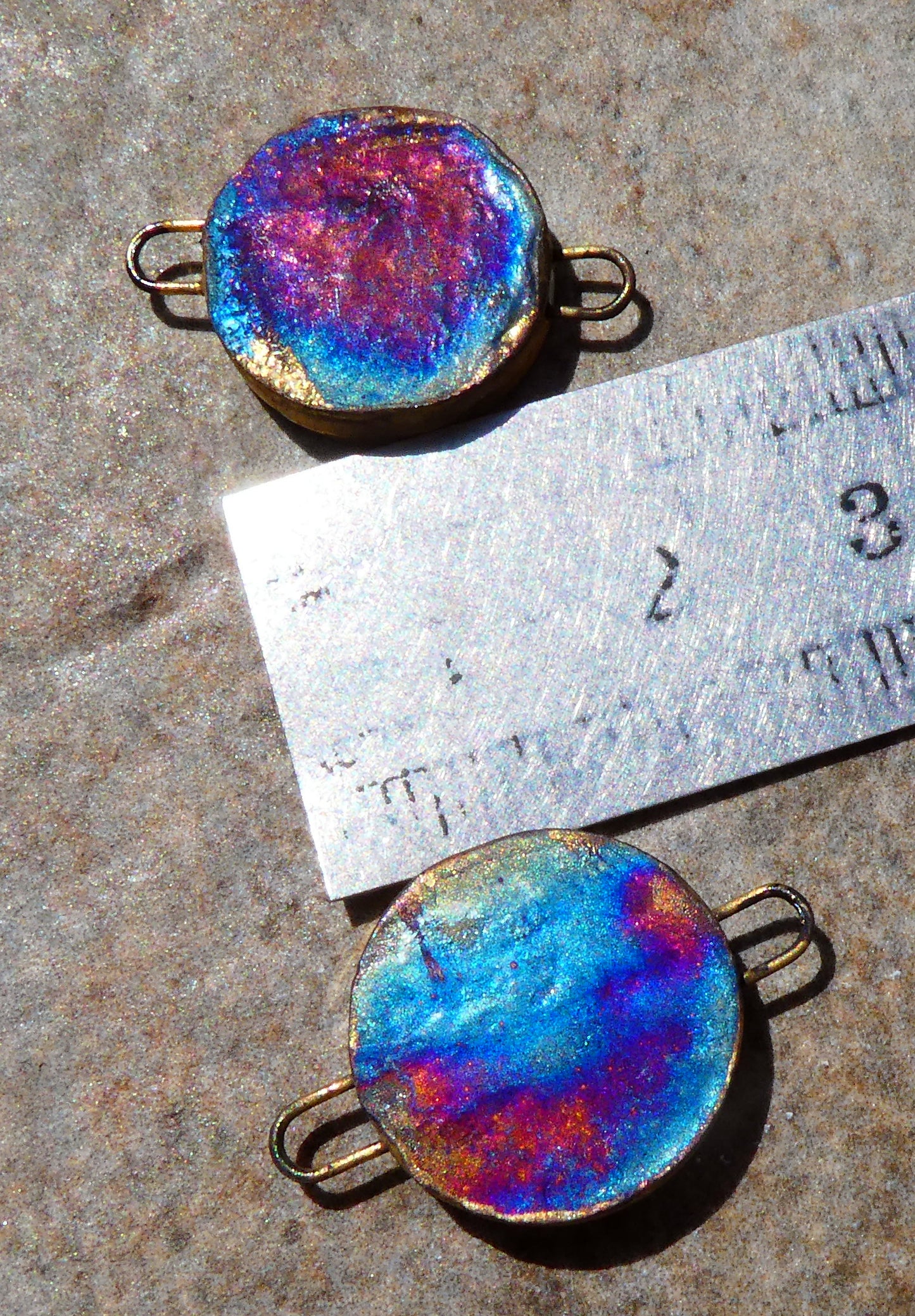 Ceramic Little Disc Vintage Sun and Moon Decal Earring Connectors #6