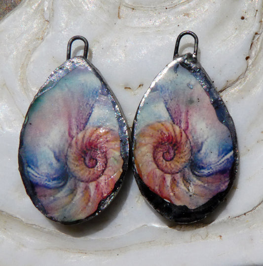 Ceramic Nautilus Shell Slice Earring Charms #2