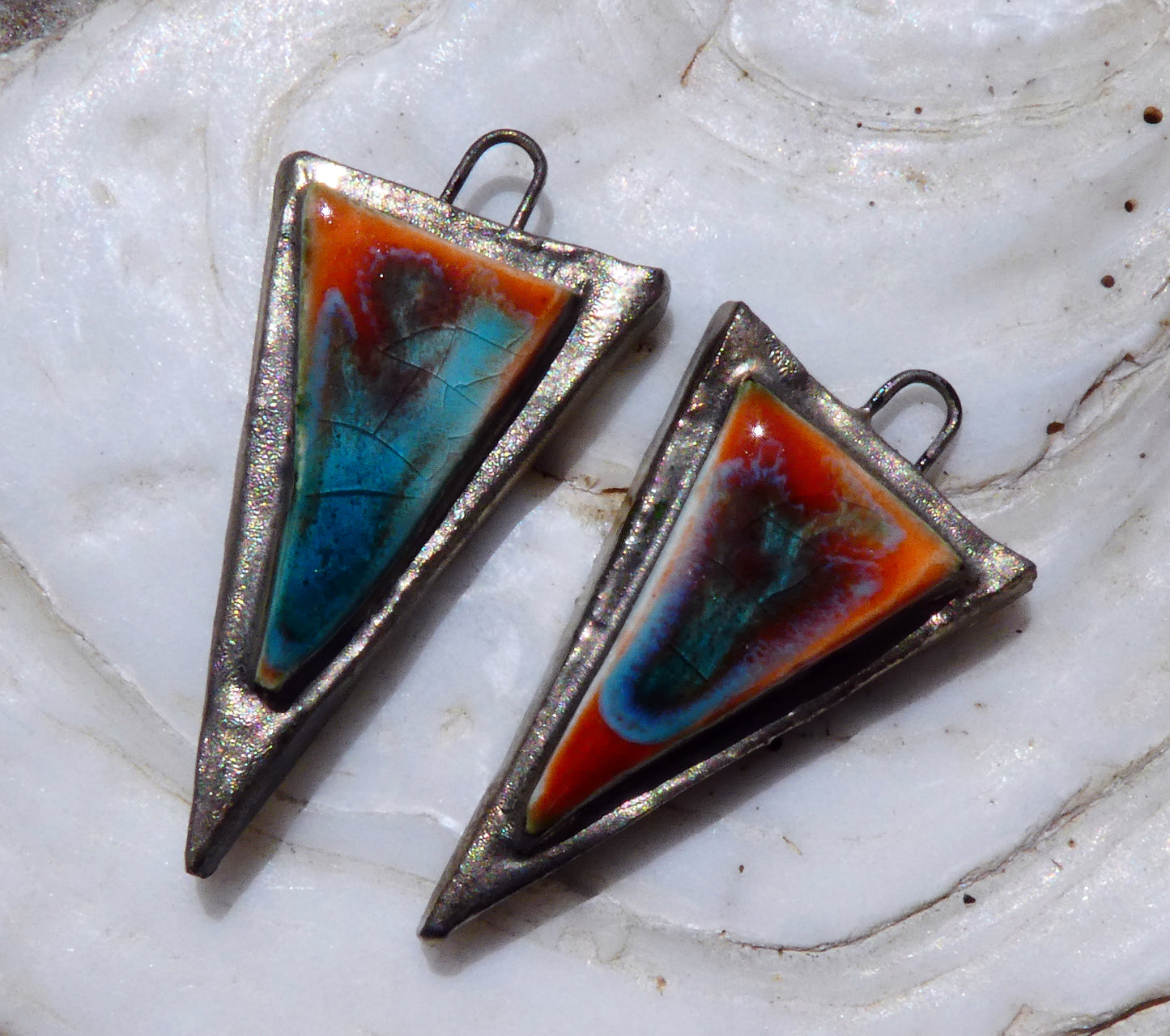 Ceramic Moulded Dagger Charms -Vermillion Sunburst