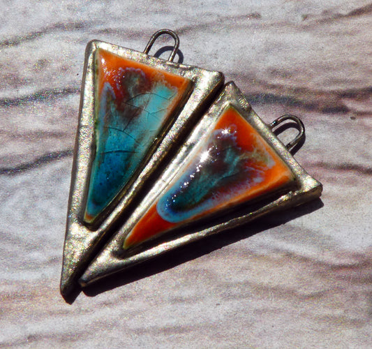 Ceramic Moulded Dagger Charms -Vermillion Sunburst