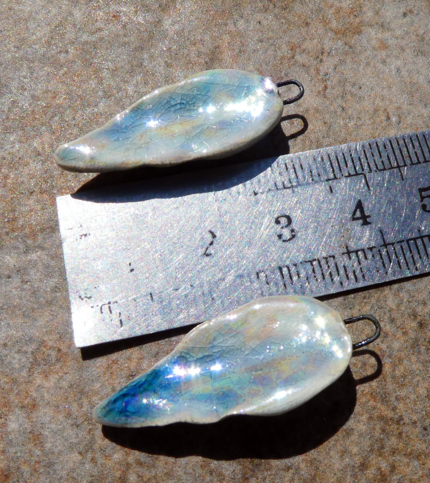 Ceramic Lustrous Conical Shell Textured Charms- Water