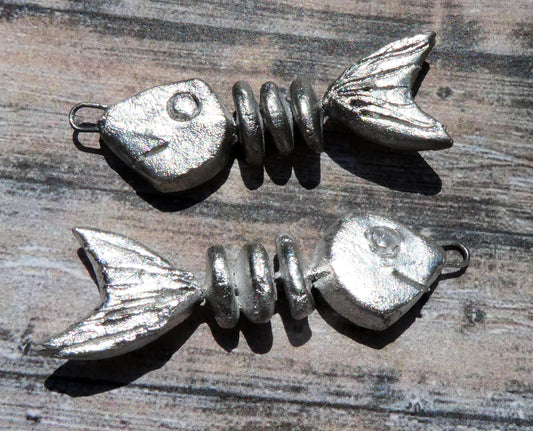 Ceramic Silvery Fish Charms