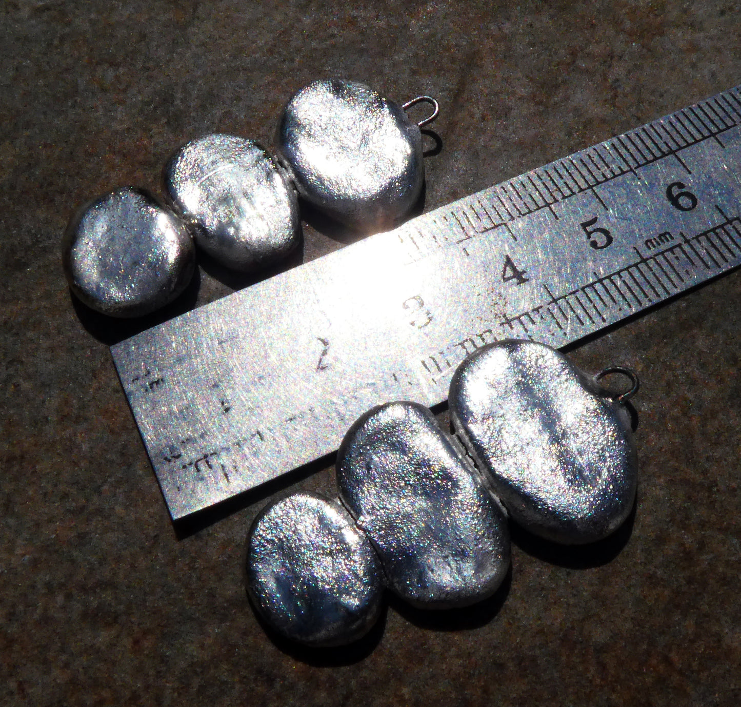 Ceramic Silvery Pebble Stack Dangles