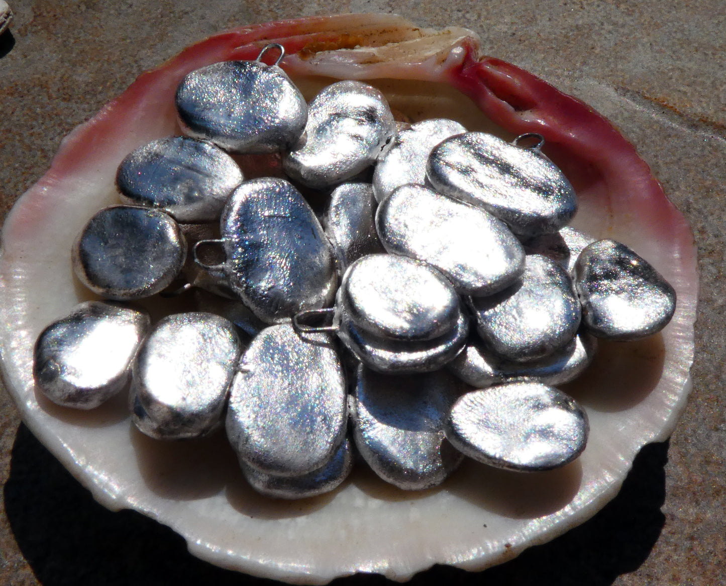 Ceramic Silvery Pebble Stack Dangles